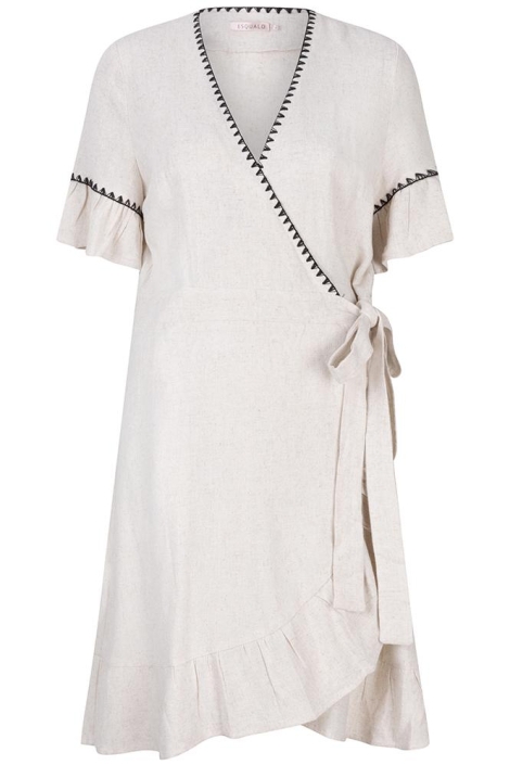 EsQualo dress linen fancy contrast stitc